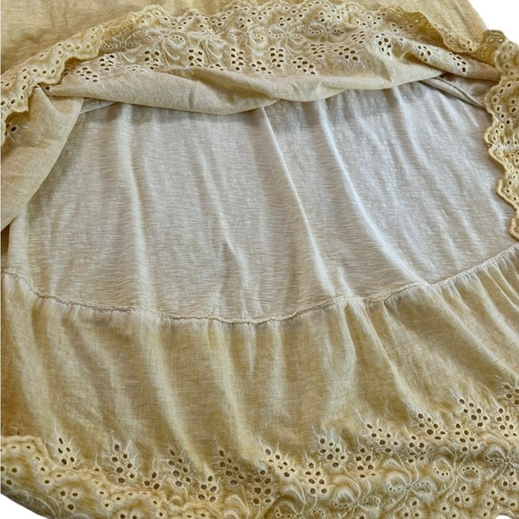 7 Agosto 100% Cotton Yellow Eyelet Hem Sleeveless High Low Maxi Dress size M - Picture 11 of 17